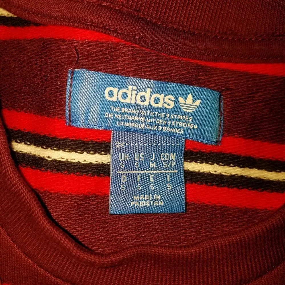 Adidas Originals Pete Striped Tee Men's Small Red Burgundy White Black
